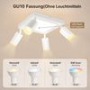 ZMH Deckenstrahler 4 Flammig Quadratisch/Rund 20W Deckenleuchte 3000K GU10 Wohnzimmer, Einfache Installation, LED fest integriert, ohne Leuchtmittel, Warmweiß, Weiß Schwenkbar 350° Moderne Schlafzimmerlampe Bild 4