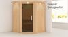 Karibu Sauna Larin mit Dachkranz + 9kW Saunaofen mit ext. Steuerung Easy Klarglas Ganzglastür Bild 5