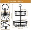 BlingBin Obstschale 2 Etagen Obstkorb Metall, Rund Obst Etagere - Ø23 und 30 cm, Schwarz, Schmiedeeisen, (1er Set, 1-tlg), Obstschale Lagerung Küchenregal für Kuchen, Süßigkeiten, Gemüse Bild 2
