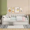 Schlafsofa mit Bettfunktion, Ausziehbett und Lattenrost, 90x200 cm/90x190 cm, Einzelbett, Jugendbett, Leinen Bild 2