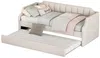 Schlafsofa mit Bettfunktion, Ausziehbett und Lattenrost, 90x200 cm/90x190 cm, Einzelbett, Jugendbett, Leinen Bild 5
