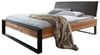 Massivart® Massivholzbett ELENORA / 140, 180, 200 cm / Massivholz / Eiche geölt, Kopfteil Lederlook grau / Standbeine U-Form Metall schwarz Bild 4