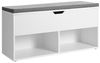 Vasagle Schuhbank mit 2 offenen Fächern, Holzspanplatte Weiß, 100 x 30 x 48 cm Bild 4