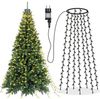 LMaxhome LED-Lichterkette Baumbeleuchtung Wasserfall Lichterkette mit Sterne Weihnachtsbaum Deko, 3M, 490-flammig, 8 Modi Timer, Topper Star, Wasserdicht, Aussen, Innen Bild 4