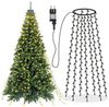 LMaxhome LED-Lichterkette Baumbeleuchtung Wasserfall Lichterkette mit Sterne Weihnachtsbaum Deko, 3M, 490-flammig, 8 Modi Timer, Topper Star, Wasserdicht, Aussen, Innen Bild 5