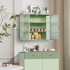 Moderner Wandschrank mit 70CM Glastüren in Antikgrün – Zweitürig mit dreistufiger Lagerung für Wohnzimmer und Eingangsbereich Bild 2