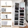 360° Drehbarer Schmuckschrank Freistehender Schmuckorganizer mit Ganzkörperspiegel & Rückregalen Weiß Bild 3