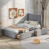 Polsterbett 90x200 cm aus Samt mit Stauraum und Lattenrost – klassisches Einzelbett Bild 4