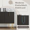 Merax Modernes 3-türiges Sideboard mit verstellbaren Regalen, U-förmigen Schranktüren und Metallgriffen und Sockel für Esszimmer und Küche (Schwarz) Bild 4