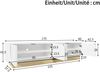 Moderner weißer TV-Schrank mit Holzmaserung – 175 cm – Minimalistisches Kurvendesign – Ausreichender Stauraum & Kabelmanagement Bild 3