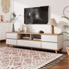 REDOM TV-Schrank Modernes TV-Gerätemöbel in Weiß & Holz (mit 5 Türen, Wildeiche TV Schrank, Fernsehtisch TV Board, MDF-Material) mit Fächern & Türen Bild 2