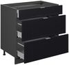 Küchenunterschrank Fame-Line Schwarz gestreift 80 cm mit 3 Schubladen, ohne Arbeitsplatte Vicco Bild 4
