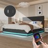 LVHOM Boxbett 90/140/160/180x200cm Nadelstreifen Bettgestell mit Bettkasten (mit LED-Leuchten in 12 Farben, Seitlicher USB-Ladeanschluss, Integriertes Hydrauliksystem, Weicher, hautfreundlicher Samtstoff, Platzsparend, Polsterbett/Doppelbett/Stauraumbe... Bild 2