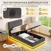 LVHOM Boxbett 90/140/160/180x200cm Nadelstreifen Bettgestell mit Bettkasten (mit LED-Leuchten in 12 Farben, Seitlicher USB-Ladeanschluss, Integriertes Hydrauliksystem, Weicher, hautfreundlicher Samtstoff, Platzsparend, Polsterbett/Doppelbett/Stauraumbe... Bild 4