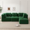 Flieks 3-Sitzer Modulares Sofa mit Hocker, Cloud Sofa Cord rahmenlos, Lounge Sofa bodennah, mit breiten Armlehnen, Grün Bild 2