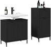 vidaXL Badezimmermöbel-Set mit Tür 2 pcs Schwarz Sperrholz und Metall 3393094 Bild 3