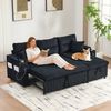 3-Sitzer Sofa aus Cord mit Schlaffunktion, Stauraum & USB-Anschluss, 212,5 x 136 x 86 cm, Schwarz Bild 5