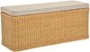 Krines Home Sitztruhe Breiter Rattan Wäschekorb 115cm mit Deckel Wäschetruhe XXL Sitzbank, schmal Flur Bank Sitzhocker Wäschesammler Sitz-Truhe Natur Rechteckig Bild 5