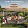 STEELSØN 'Xanaris' Pavillon 3,3x3,3 m, braun, wasserdicht, stabil und UV-beständig, Faltpavillon 3-fach höhenverstellbar, Gartenpavillon mit Doppeldach und 4 Seitenteilen, Pop Up Pavillon inkl. Tragetasche Bild 2