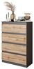Furnica Kommode GABRIEL 4 Schubladen - Anthrazit Grau / Wotan Eiche H92cm B60cm T33cm Bild 4