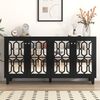 Sideboard 160x40x84 cm, schwarz mit Spiegeloberfläche, 4 Türen und Kristallgriffe Bild 2