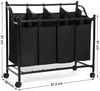 Songmics Wäschesammler auf Rollen mit 4 Fächern, Polyester Grau, 4x35 L / 87,5 x 38,5 x 67/81 cm Bild 5