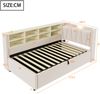 Merax Daybett 90*200 cm Polsterbett Schlafsofa, Mit Hydraulischem Stauraum, Mit Nachtlicht, USB- und Typ-C-Ladeanschluss, Multifunktionsbett, Samtstoff, Beige Bild 4