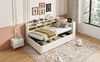 Merax Daybett 90*200 cm Polsterbett Schlafsofa, Mit Hydraulischem Stauraum, Mit Nachtlicht, USB- und Typ-C-Ladeanschluss, Multifunktionsbett, Samtstoff, Beige Bild 5