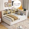 Merax Daybett 90*200 cm Polsterbett Schlafsofa, Mit Hydraulischem Stauraum, Mit Nachtlicht, USB- und Typ-C-Ladeanschluss, Multifunktionsbett, Samtstoff, Beige Bild 2