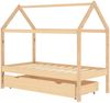 vidaXL Hausbett 80x160 cm, Natur, Kiefer massiv, mit Schublade Bild 2
