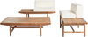 Lounge Set mit Tisch 2-Sitzer GIAVENO Akazienholz Cremeweiß Bild 4