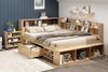 Merax Doppelbett 140 x 200 cm, Jugendbett, Kinderbett mit Schubladen, Bücherregal & Stauschrank, mit Lattenrost, Natur Bild 3