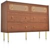 BlingBin Schubkastenkommode Kommode mit 6 Schubladen Nussbaum Schrank Highboard Höhe 90cm Bild 4