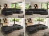 U-förmige Ecke, Ecksofa mit schlaffunktion und bettkasten, lose kissen, Wellenfeder, Big sofa XXL - CUBO U - Dunkelgrau Plüsch Bild 2