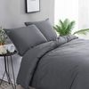 QZY Bettwäsche 200x220 cm Grau Mikrofaser Set mit 2 Kissenbezügen Bild 2
