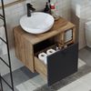 Roomart LOTUS-I-65 Badmöbel Set– 4-teiliges Badezimmermöbel Set - Waschbeckenunterschrank mit Keramikwaschbecken, Spiegelschrank & Hochschrank - H 45 x B 45 x T 65 cm • Anthrazit-Eiche Bild 5