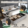 Merax Polsterbett 180*200cm, Doppelbett, mit Downlight & USB-Schnittstelle, Stauraumbett, hydraulisches Polsterbett, Lattenrost aus Holz, Leinen, (Ohne Matratze) Grau Bild 5