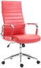 TPFLiving Bürostuhl Koro mit bequemer Rückenlehne - höhenverstellbar und 360° drehbar (Schreibtischstuhl, Drehstuhl, Chefsessel, Bürostuhl XXL), Gestell: Metall chrom - Sitz: Kunstleder rot Bild 5