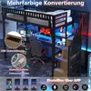 Hochbett mit RGB LED-Streifen, Schreibtisch, Lattenrost, Treppe und Regal, Kinderbett mit Rausfallschutz, Metallbett, 90x200cm Bild 4