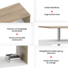 MIADOMODO® Couchtisch - 90x50 cm, mit Stauraum, Modern, Eckig, Asymmetrisch, Leicht, Lang, Niedrig, Weiß mit Eichenoptik - Wohnzimmertisch, Sofatisch, Kaffeetisch, Beistelltisch Bild 4