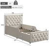 BlingBin Einzelbett Polsterbett 90x200 cm in Samt Beige (1-tlg, Kinderbett mit hydraulischem Stauraum, gepolstertem Knopf-Kopfteil), belastbar bis 136 kg, für Kinderzimmer, kleine Wohnung Bild 3