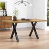 BlingBin Esstisch Moderner Rechteckiger Esstisch, Design mit Gekreuzten Beinen (1er Set, 1-St, 140*80*76cm, Tragendes Gewicht: 130 KG, MDF und Metall), Couchtisch, Einfacher Esstisch aus Schmiedeeisen, Eiche & Schwarz Bild 2