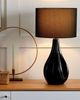 'Santee' Tischlampe Schwarz geschwungener Porzellanfuß Stoffschirm langes Kabel mit Schalter Modern Glamourös Bild 3