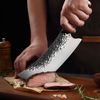 Das etwas andere Messer, Manganstahl Geschmiedet Gebogen Scharf. Hackebeil, Metzgermesser und auch Universalmesser Full Tang Butcher Knife mit Ledertasche Bild 4