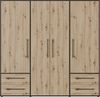 Forte MOKKARIS Kleiderschrank 200 210, moderner Drehtürenschrank, 4-türig, 4 Schubladen, Holzwerkstoff, Artisan Eiche Holzdekor mit Schwarz, 205,9 cm breit x 200,1 cm hoch x 58,8 cm tief Bild 2