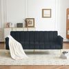 Schlafsofa 183x76x75 cm, 5-fach verstellbare Rückenlehne & Armlehnen, Samtstoff, multifunktionales Sofa mit Metallfüßen, bequemes Gästebett,Schwarz Bild 4