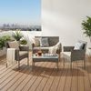 Songmics Gartenmöbel-Set mit Bank, Tisch & Stühle, Polyrattan, Grau Bild 2
