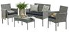 Songmics Gartenmöbel-Set mit Bank, Tisch & Stühle, Polyrattan, Grau Bild 3