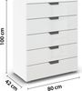 rauch Aditio Box, Kommode, 5 Schubladen, mit Glasfront, mit Softclose-Funktion, Farbe Weiß, BxHxT 80x100x42cm Bild 4