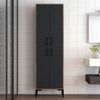Dmora Großer Mehrzweckschrank Amata, Multifunktionale Möbel, Schuhschrank, Besenschrank, 60x35h200 cm, Walnuss und Anthrazit Bild 4